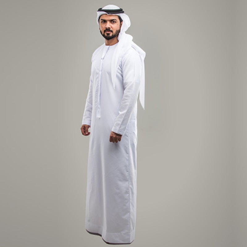 2025 Autumn New Muslim Robe Wish Middle Eastern Round Neck Arabic Solid Color Ready Stock Jumpsuit - Image 2